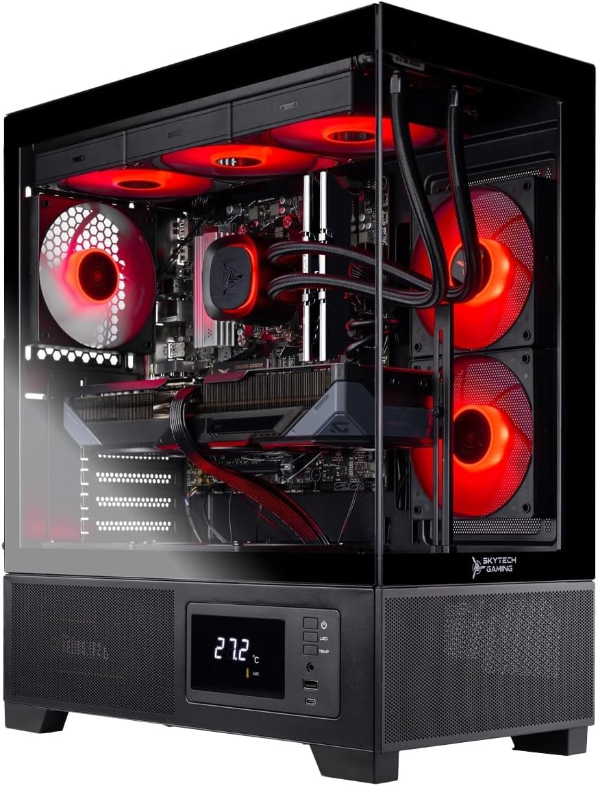 Skytech Gaming Azure 3 Plus Gaming PC, AMD Ryzen 7 7800X3D 4.2GHz, NVIDIA RTX 5060 Ti 16GB, 1TB Gen4 NVMe SSD, 32GB DDR5 RAM 5600, 850W Gold ATX 3 PSU, 360 ARGB AIO, Wi-Fi, Win 11, Desktop
