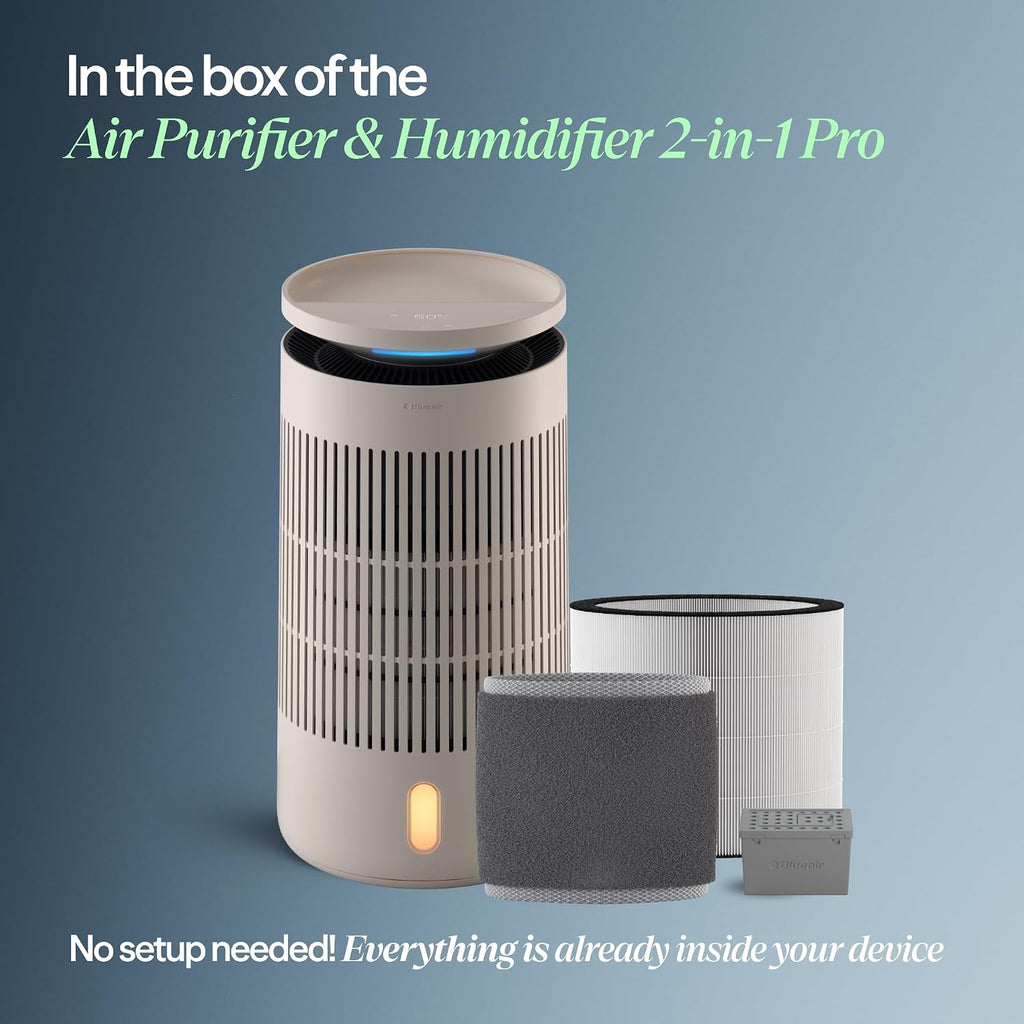 Blueair 2-in-1 Pro Air Purifier & Humidifier for Large Rooms, HEPASilent™ Removes 99.97% Allergens, Dust, Smoke, Up to 1,875 sq ft, Smart App, Skin-Hydration Mode, 360° InvisibleMist™