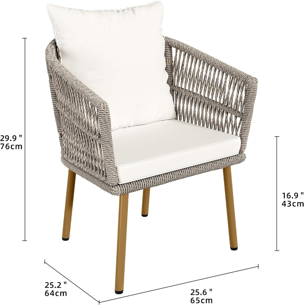 YITAHOME Outdoor Dining Single Sofa Chair, Indoor-Outdoor Wicker Bistro Chairs, PE Rattan Armchair Seating for Patio, Backyard, Poolside, Balcony - Tan