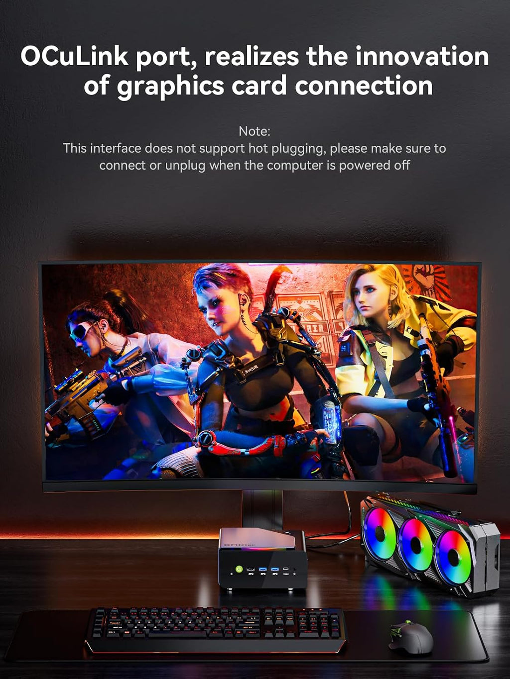 GMKtec K12 Gaming Mini PC Oculink AMD Ryzen 7 H 255 (Upgraded 8745HS) 32GB DDR5 RAM 512GB SSD, Desktop Computer Radeon 780M Graphics, 3X M.2 2280 Storage Expansion, Dual NIC 2.5G, HDMI 2.1, USB4