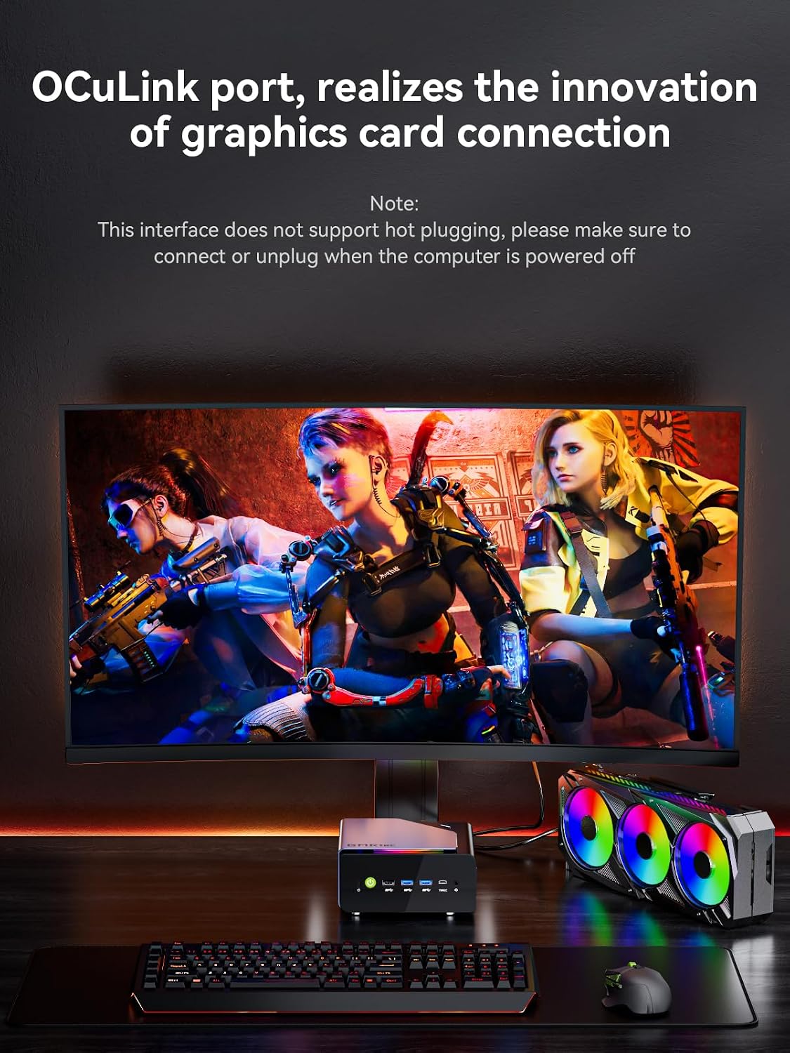 GMKtec K12 Gaming Mini PC Oculink AMD Ryzen 7 H 255 (Upgraded 8745HS) 32GB DDR5 RAM 512GB SSD, Desktop Computer Radeon 780M Graphics, 3X M.2 2280 Storage Expansion, Dual NIC 2.5G, HDMI 2.1, USB4
