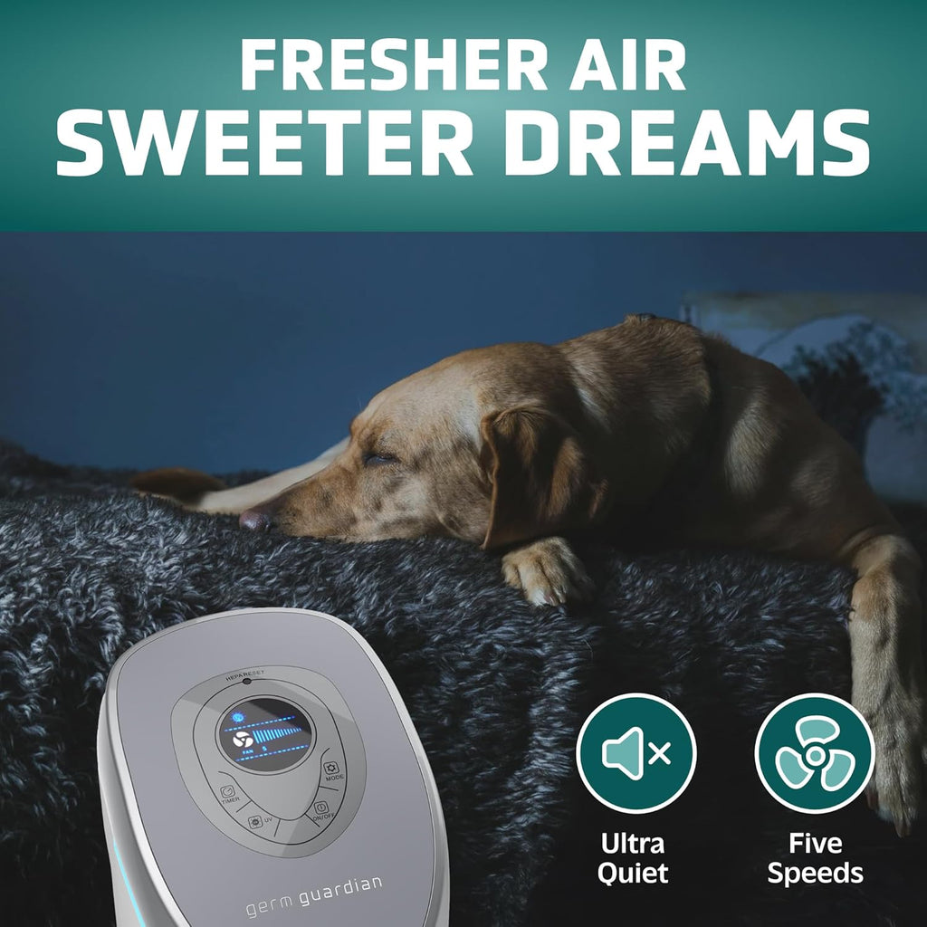 GermGuardian Air Purifier with Genuine HEPA 13 Pet Pure Filter, Removes 99.97% of Pollutants, Covers Large Rooms up to 915 Sq. ft. in 1 Hour, UV-C Light Helps Reduce Germs, 28', White, AC5250WPT