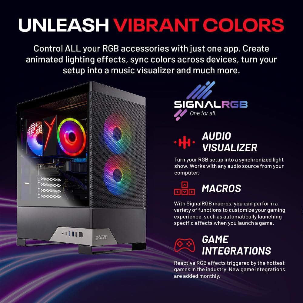 Skytech Gaming Nebula 2 Gaming PC, AMD Ryzen 5 5500 3.6GHz, NVIDIA RTX 5050 8GB, 1TB NVMe SSD, 16GB DDR4 RAM 3200, 650W Gold PSU, Wi-Fi, Win 11, Gaming Desktop