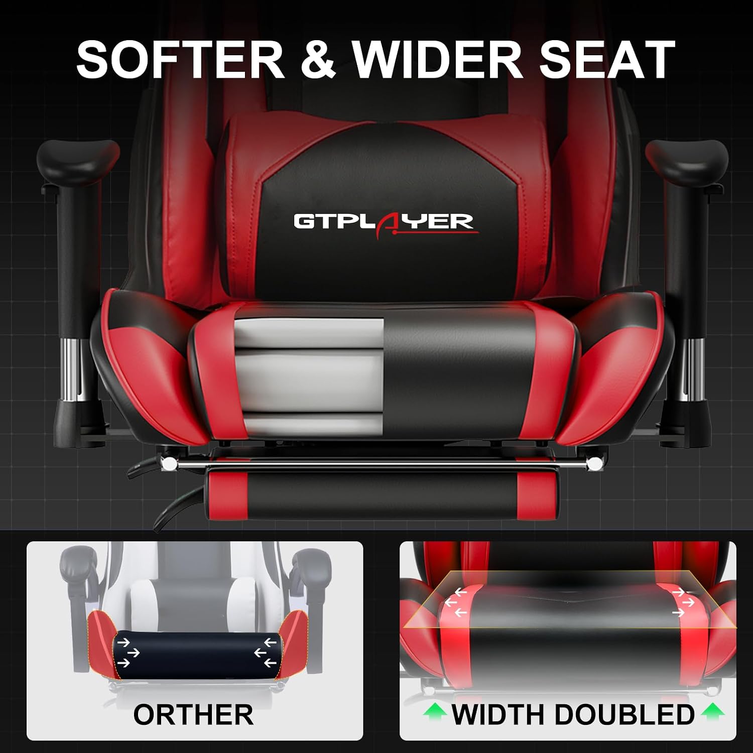 Gaming Chair with Footrest, High Back Computer Chair Ergonomic Game Desk Chair Racing Executive Adjustable Swivel Rocker with Headrest and Lumbar Support