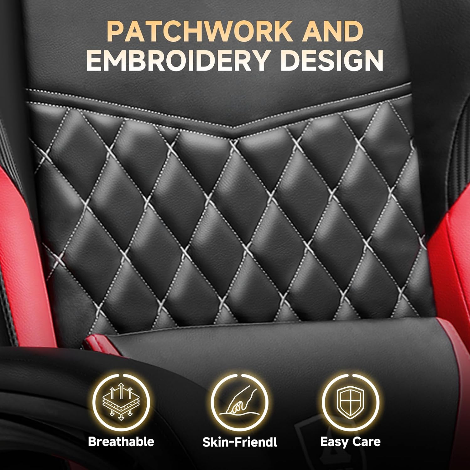 GTPLAYER Gaming Chair, High Back Leather Computer Gaming Chair with Footrest, Ergonomic Height Adjustable Office Chair with Removable Cover and Lumbar Support for Gaming and Work (Red)