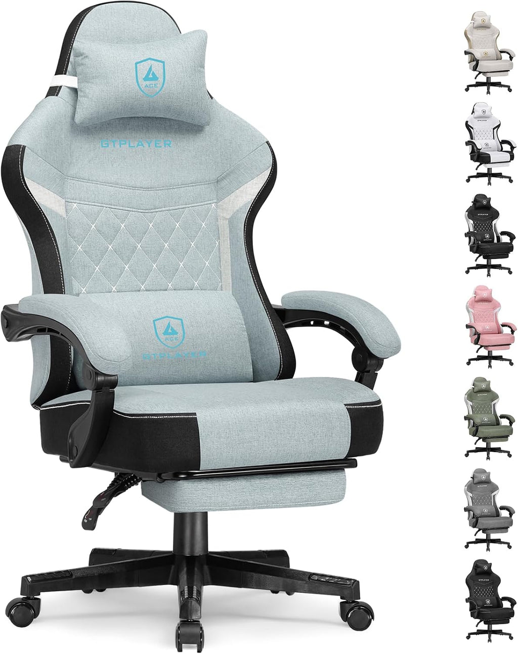 GTPLAYER Gaming Chair, Fabric Computer Office Chair with Pocket Spring Cushion, Ergonomic Office and Gaming, Video Gaming Chair with Linkage Armrests, High Back Desk Chair with Adjustable Recliner