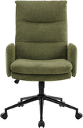 IWMH High-Back Home Office Chair,Upholstered Desk Chair with Armrests,Height Adjustable Armchair with Wheels, Swivel Office Desk Chair, Ergonomic Computer Task Chair, Leisure Armchair Cashmere (Green)