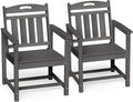 Ciokea HDPE Outdoor Patio Dining Chairs Set of 2, All-Weather Porch Chair with Wide Seat, Durable Outdoor Furniture for Backyard, Garden, Lawn & Poolside, Grey