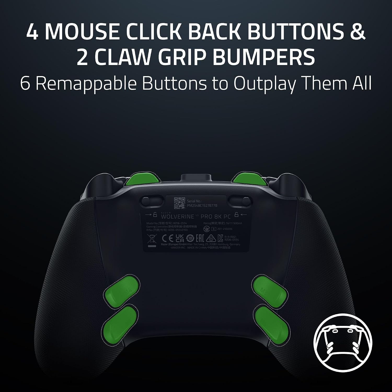 Razer Wolverine V3 Pro 8K PC Wireless Gaming Controller: 8000 Hz Polling Rate - TMR Thumbsticks with Swappable Caps - Up to 36 Hr Battery - 6 Remappable Buttons - Fast Triggers - Carrying Case - Black