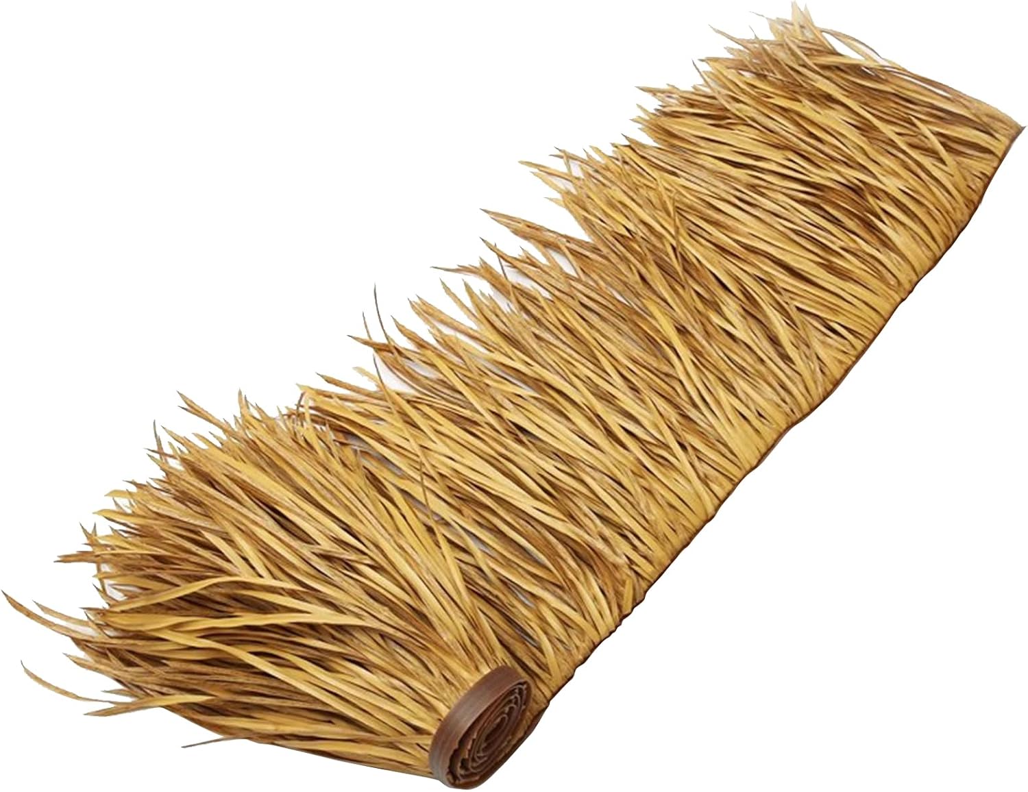 19.6″x32.8′ Mexican Palm Thatch Runner Roll Simulation Thatch Tile Plastic PE Roof Fake Straw Fireproof for Tiki Bar Garden Wooden House Pavilion Roof Decoration(Size:10m/32.8ft,Color:Straw Primary)