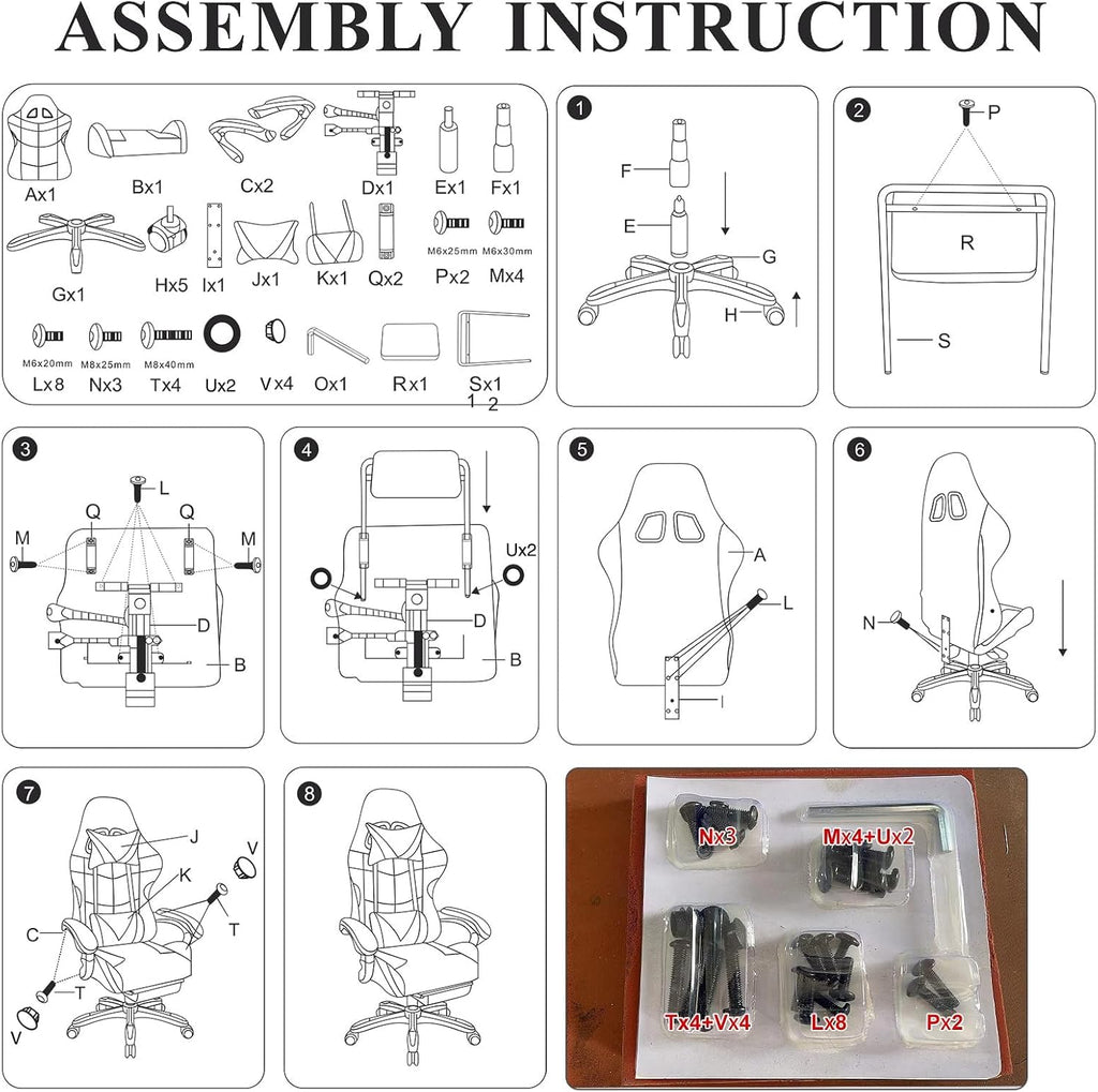 High-Back PC Gaming Chair Office Chair, Desk Task Chair Computer Racing Chair, PU Ergonomic Executive Swivel Rolling Chair with Lumbar Support for Women, Men (Grey)
