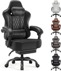 GTPLAYER Big and Tall Gaming Chair with Footrest, Computer Office Chair with Pocket Spring Cushion, Linkage Armrests, Comfortable Leather Computer Chair