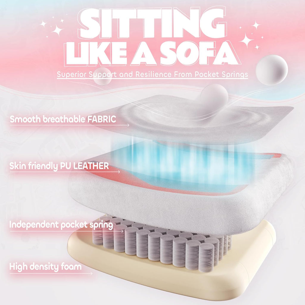 Gaming Chair Cute with Cat Ears Paw Lumbar and Cushion,Ergonomic Computer Chair with Footrest,Reclining PC Game Chair for Girl Computer Chair 300lbs for Adult Colours