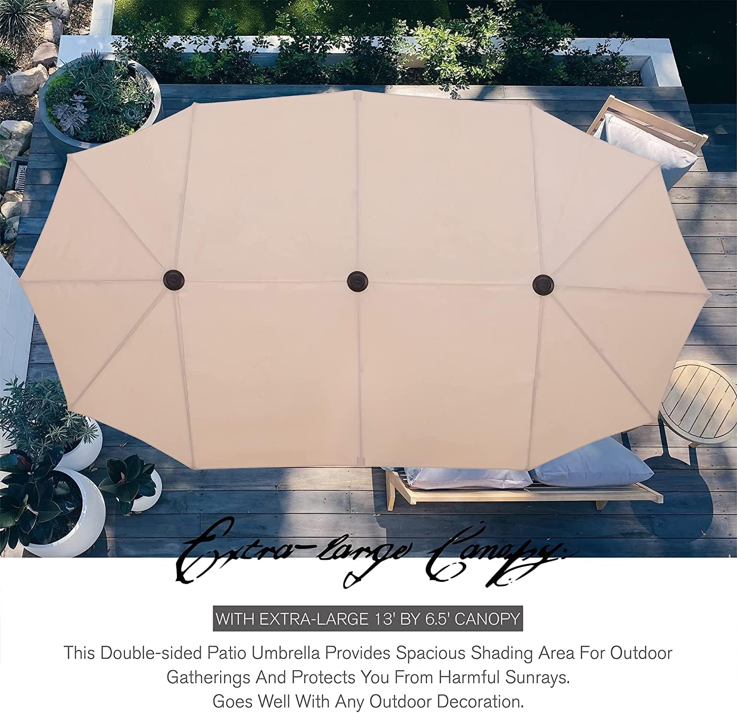Sophia & William Patio Set with Umbrella 8 Pieces Outdoor Dining Set for 6 with 13ft Large Patio Umbrella Beige, 6 x Swivel Patio Chairs with 59' Dining Table for Lawn Garden