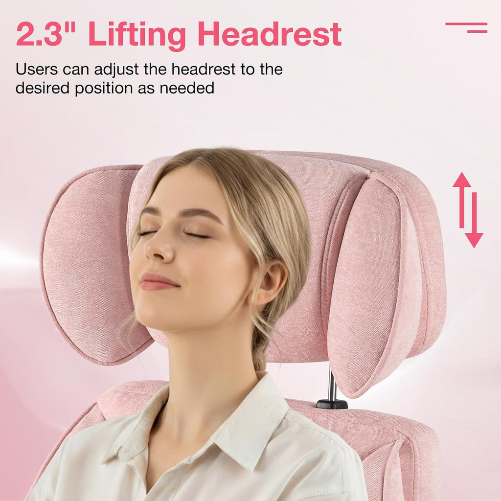 HOFFREE Criss Cross Chair with Wheels Ergonomic Office Chair with Reversible Armrest Wide Seat Comfy Desk Chair with Foot Rest for Gaming,Reading,Working(Pink)