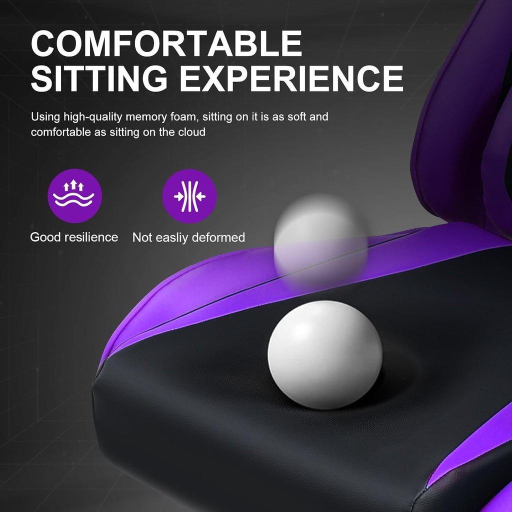GTPLAYER Gaming Chair with Footrest, Ergonomic Computer Game Desk Chair, Recline Gaming Chair Seat Height Adjustment, Swivel Rocker with Headrest and Lumbar (Purple)
