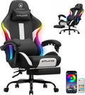 GTPLAYER RGB Gaming Chair with Footrest, LED Lights, Ergonomic Computer Chair with Linkage Armrest, Breathable Fabric for Home Office Desk - Video Game Chairs for Adults, Dim RGB