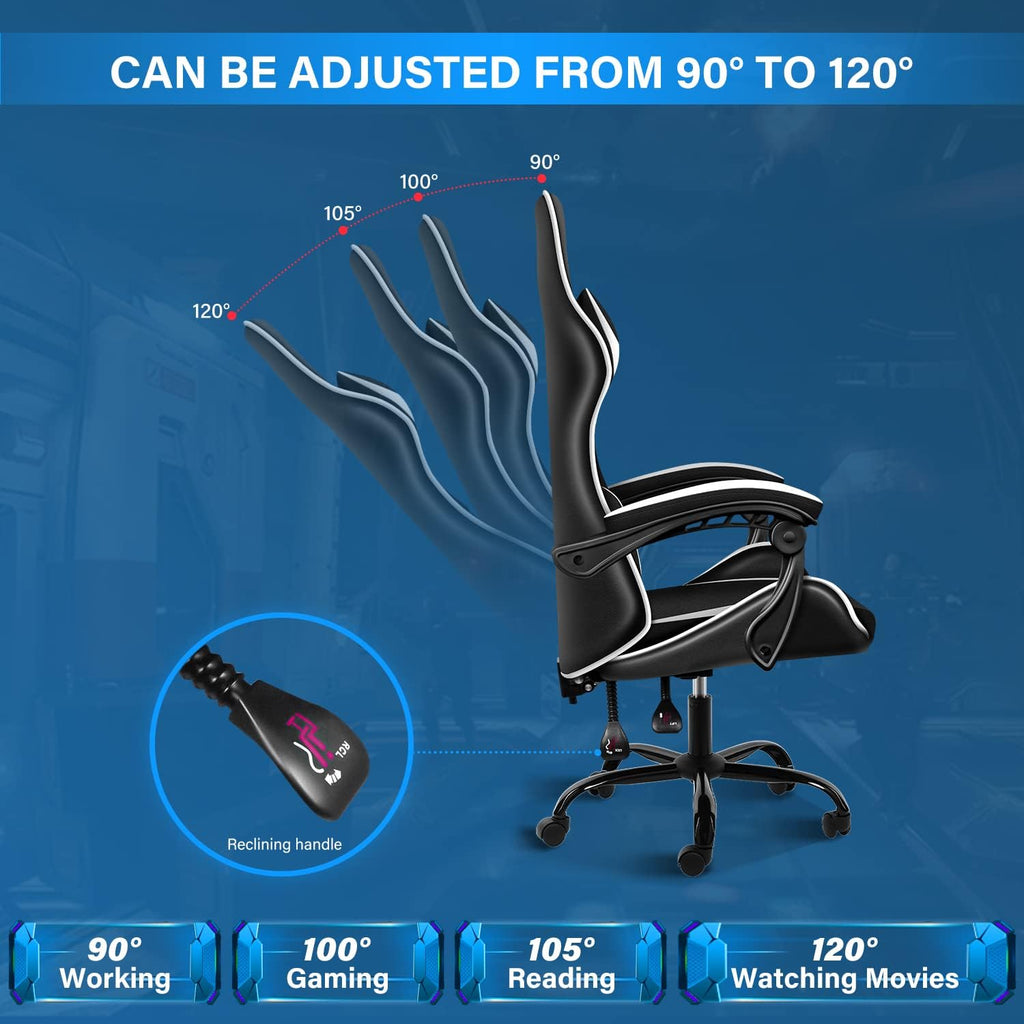 Simple Deluxe Gaming Chair, Big and Tall Gamer Chair, Racing Style Adjustable Swivel Office Chair, Ergonomic Video Game Chairs with Headrest and Lumbar Support