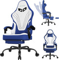 Gaming Chair, Ergonomic Computer Chair with Footrest, Big Tall PC Gamer Chair with Headrest and Massage Lumbar Support, 360° Swivel Height Adjustable Fabric Video Office Chairs for Adults (Blue)
