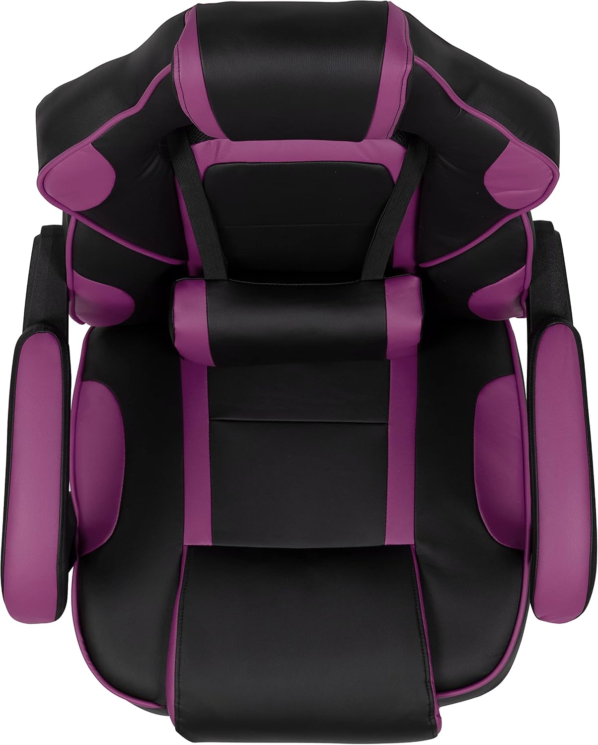 EMMA + OLIVER Black/Purple Ergonomic Gaming Chair -Recline Back/Arms, Footrest, Massaging Lumbar