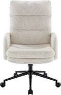 IWMH High-Back Home Office Chair,Upholstered Desk Chair with Armrests,Height Adjustable Armchair with Wheels, Swivel Office Desk Chair, Ergonomic Computer Task Chair, Leisure Armchair Cashmere(White)