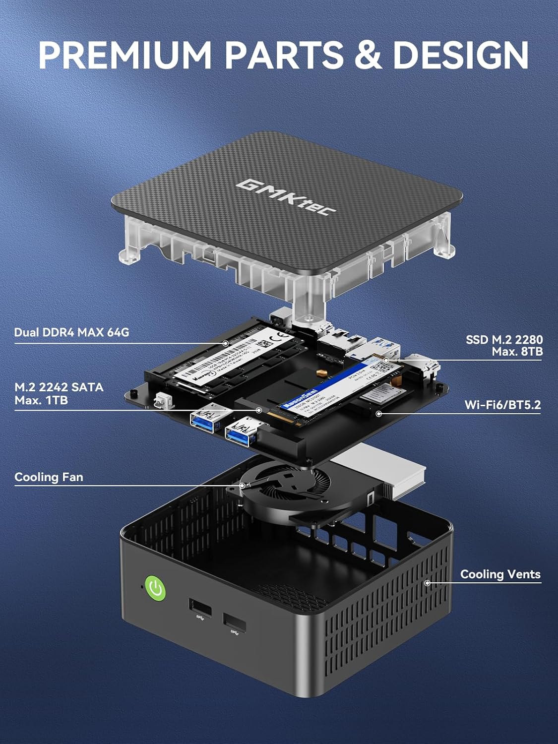 GMKtec Mini PC, G3 PRO Intel Core i3-10110U (Beats 4300U/N150), 16GB DDR4 RAM (Dual Channel) 512GB Storage Drive, Desktop Computer 4K Dual HDMI/USB3.2/WiFi 6/BT5.2/2.5GbE for Office, Business