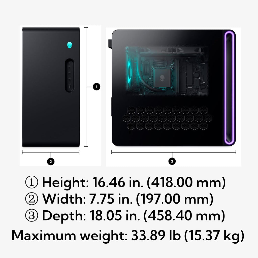 Alienware Aurora R16 Gaming Desktop Computer PC, NVIDIA RTX 5080 16GB GDDR7, Intel Ultra 9 285K, 32 GB DDR5, 1 TB SSD + 2 TB HDD, Wi-Fi 7, AlienFX Liquid Cooling, Windows 11 Pro
