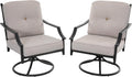 NUU GARDEN 2-Piece Swivel Patio Sofa Set, Wide Seat Metal Rocking Chairs with Thick Olefin Cushions, All-Weather Outdoor Seating for Deck, Porch, Black and Gray