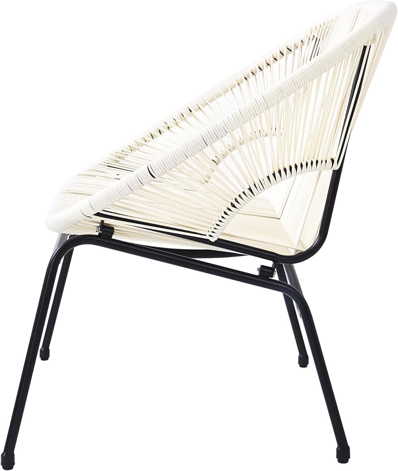 Christopher Knight Home Dessa 3 Piece Patio Furniture Set, Patio Wicker Accent Chair Set of 2 and Loveseat, Metal Frame 4 Seater Outdoor Papasan Lounge Chair Set, PE Rattan Outdoor Bistro Set, White