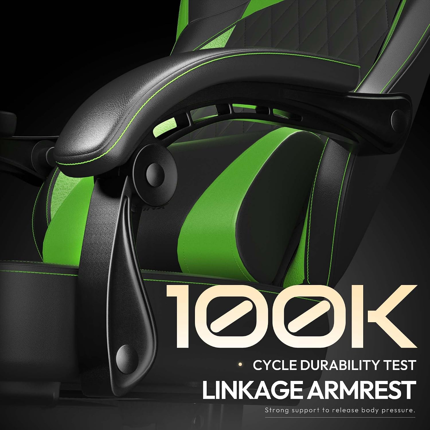 Dowinx Gaming Chair with Pocket Spring Cushion, Ergonomic Computer Chair with Massage Lumbar and Footrest for Adults, High Back Game Chair Leather for Office Gaming 300LBS, Green New