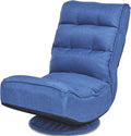 Giantex 360 Degree Swivel Gaming Chair, 6 Position Adjustable Folding Floor Chair, 300lb Spring Support, Comfortable Padded Backrest, Lazy Sofa Chair Game Rocker for Teens Adults (Navy Blue)