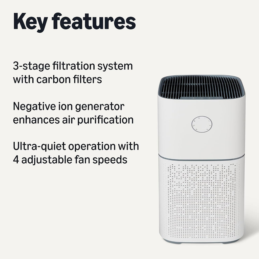 Amazon Basics Air Purifier for Home with Large Rooms, Covers Up to 2600 Sq ft, White