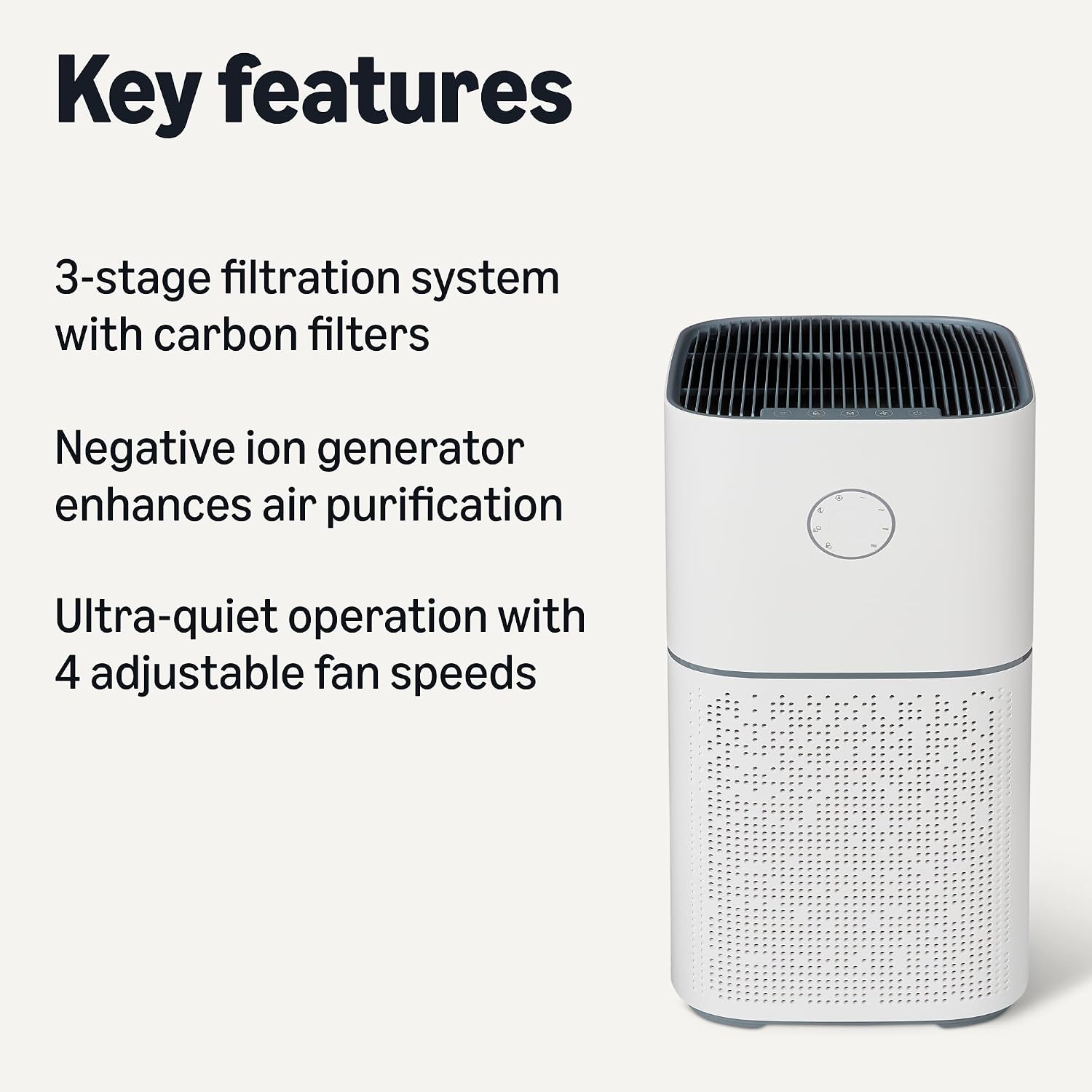 Amazon Basics Air Purifier for Home with Large Rooms, Covers Up to 2600 Sq ft, White