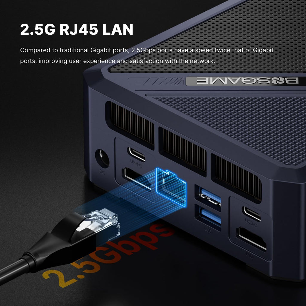 BOSGAME P5 Pro Mini PC, AMD Ryzen 7 6800H Mini Computers, 32GB DDR5, 1TB PCIe SSD, 4K Triple Display & USB4, Dual 2.5G LAN & Wi-Fi 6E & BT5.2, Desktop Computer for Gaming, Office