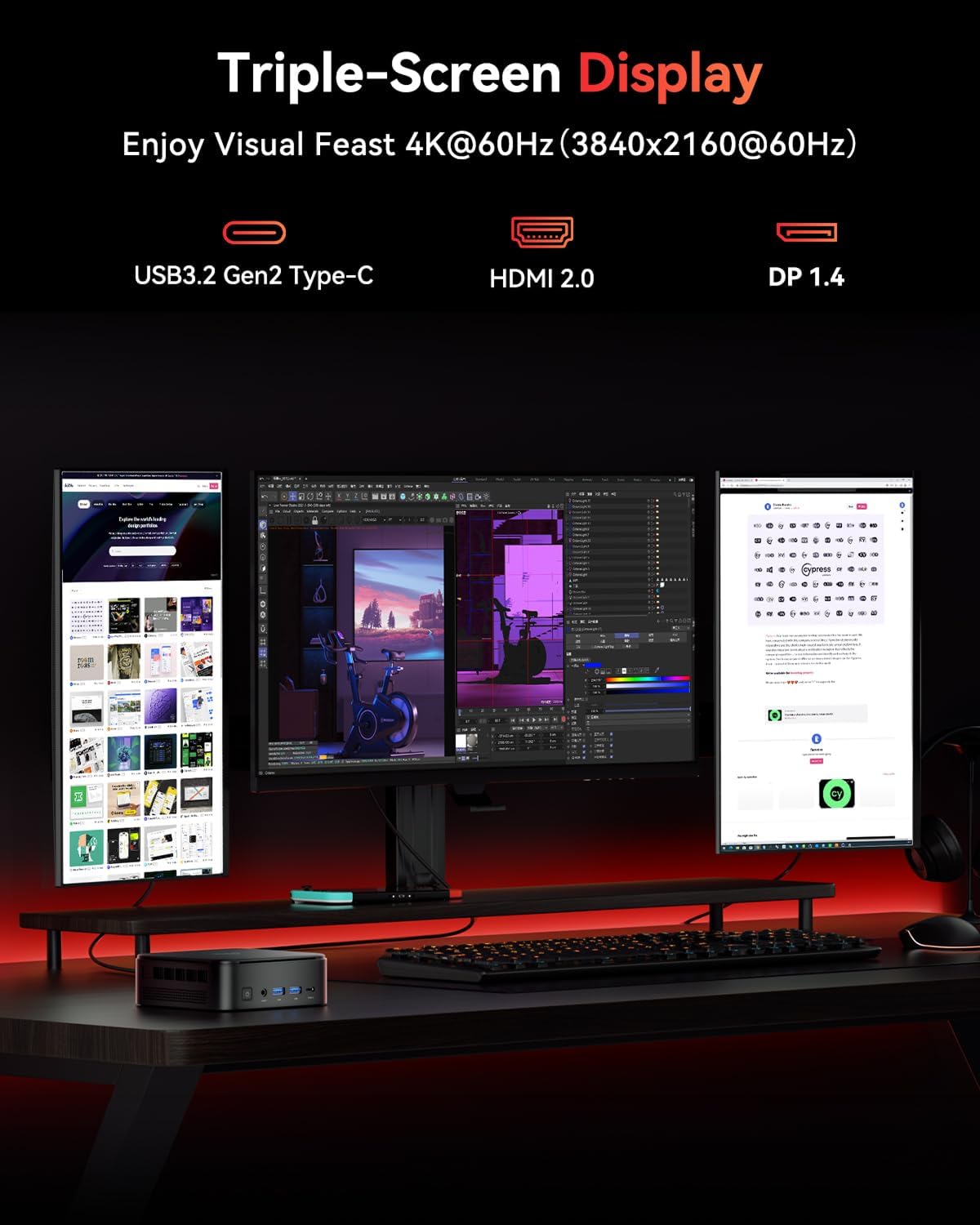 KAMRUI Gaming PC with 7430U, 32GB RAM 512GB M.2 SSD Mini PC, Mini Gaming Computer with 6 USB-A, USB-C, HDMI, DP, Triple 4K, WiFi 6, BT 5.2