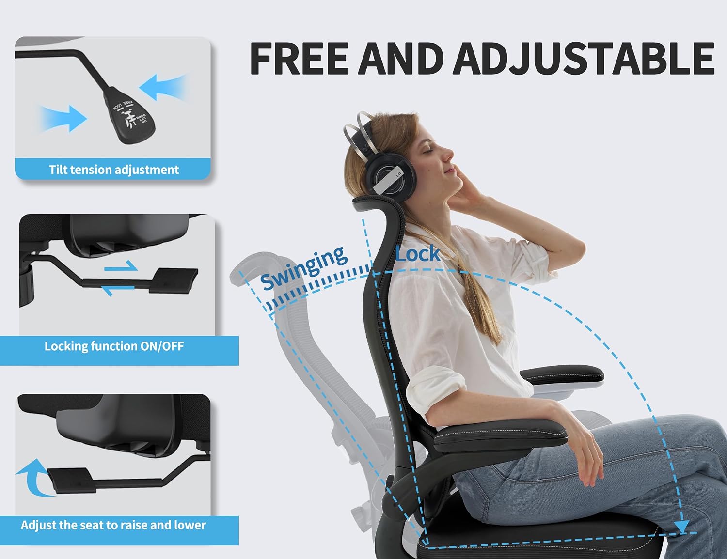 TRALT Ergonomic Office Chair - Desk Chair with Wave High Back Adjustable Lumbar Support Computer Chair - Gaming Chairs Mesh Backrest and PU Leather Seat for Home Reading Chairs (Black Pack of 8)