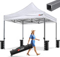 Heavy Duty Pop Up Canopy Tent-8 Drainage Holes,Waterproof & UPF 50+,4 Sandbags,8 Stakes for Commercial,Outdoor Events Instant Set Up,(White 10x10)
