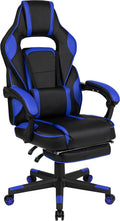 Flash Furniture X40 Gaming Chair Racing Ergonomic Computer Chair with Fully Reclining Back/Arms, Slide-Out Footrest, Massaging Lumbar - Black/Blue