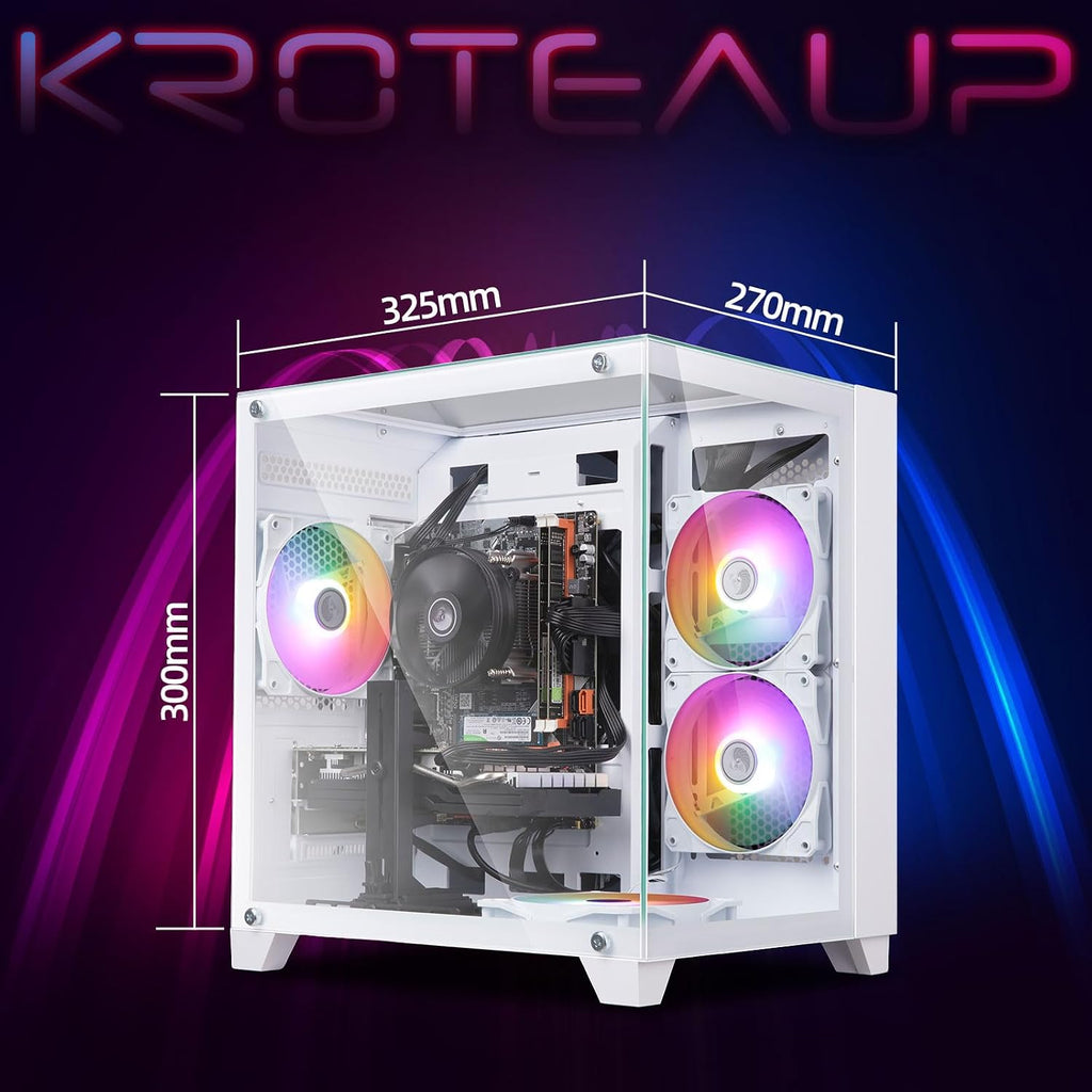 Gaming PC Intel Core i5-3470 3.2GHz, Radeon RX 560 4GB, 16GB DDR3 RAM, 512GB NVMe SSD, RGB Fan, Prebuilt Desktop Tower for Streaming & Daily Use