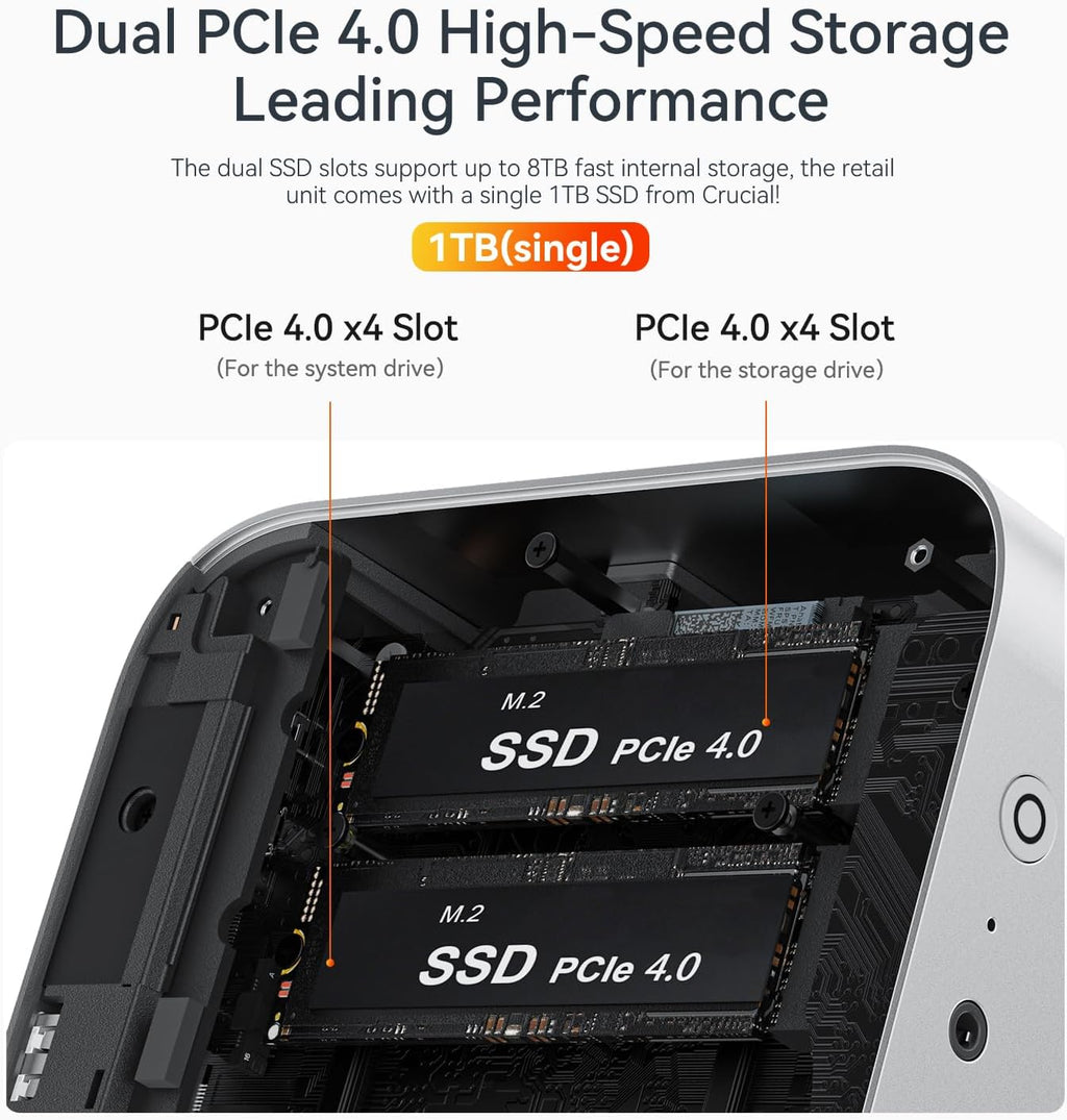 Beelink SER9 Pro AI Mini PC, AMD Ryzen AI 9 HX 370(80TOPS,12C/24T,5.1GHz), 32G LPDDR5X 1TB PCIe4.0 x4 SSD, AI PC AMD Radeon 890M NPU 50 AI Tops, Built-in MIC/Speakers/USB4/WiFi6/BT5.2/2.5G