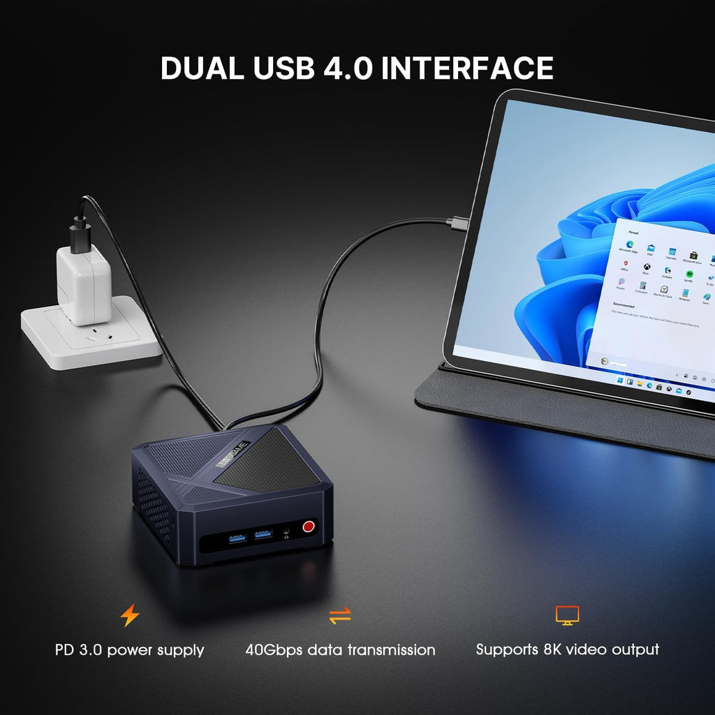 BOSGAME P5 Pro Mini PC, AMD Ryzen 7 6800H Mini Computers, 32GB DDR5, 1TB PCIe SSD, 4K Triple Display & USB4, Dual 2.5G LAN & Wi-Fi 6E & BT5.2, Desktop Computer for Gaming, Office