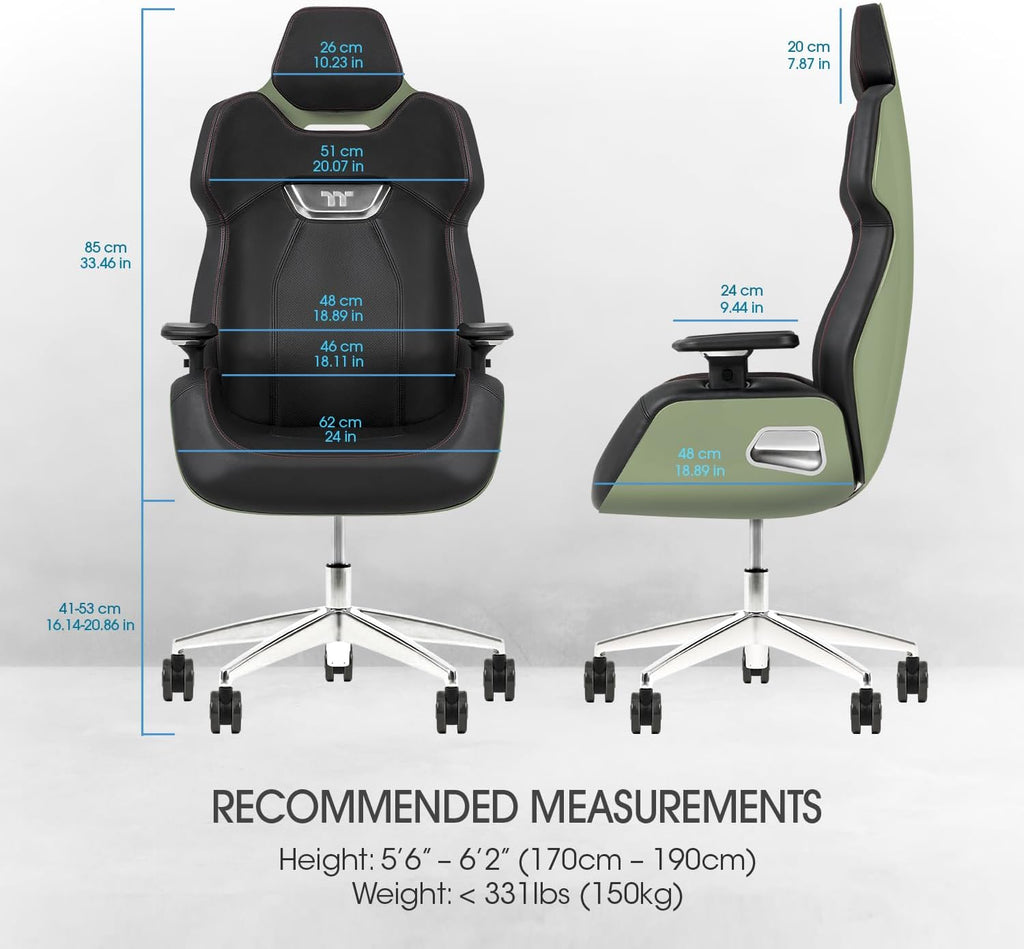Thermaltake Argent E700 Real Leather Gaming Chair (Matcha Green) Design by Studio F. A. Porsche, GGC-ARG-BMLFDL-01