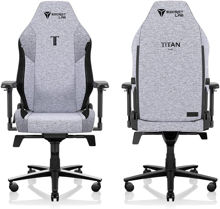 Secretlab Titan Evo Cookies & Cream Gaming Chair - Reclining, Ergonomic & Comfortable Computer Chair with 4D Armrests, Magnetic Head Pillow & 4-Way Lumbar Support - Gray - Fabric