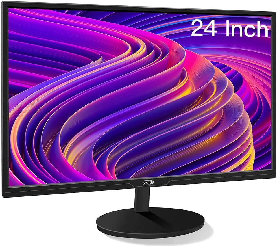 STGAubron Gaming PC Bundle with 24 inch FHD LED Monitor- AMD Ryzen 5 5500 up to 4.2GHz, Radeon RX 580 8G, 16G DDR4, 512G SSD, RGB Fan x4, Windows 11 Home