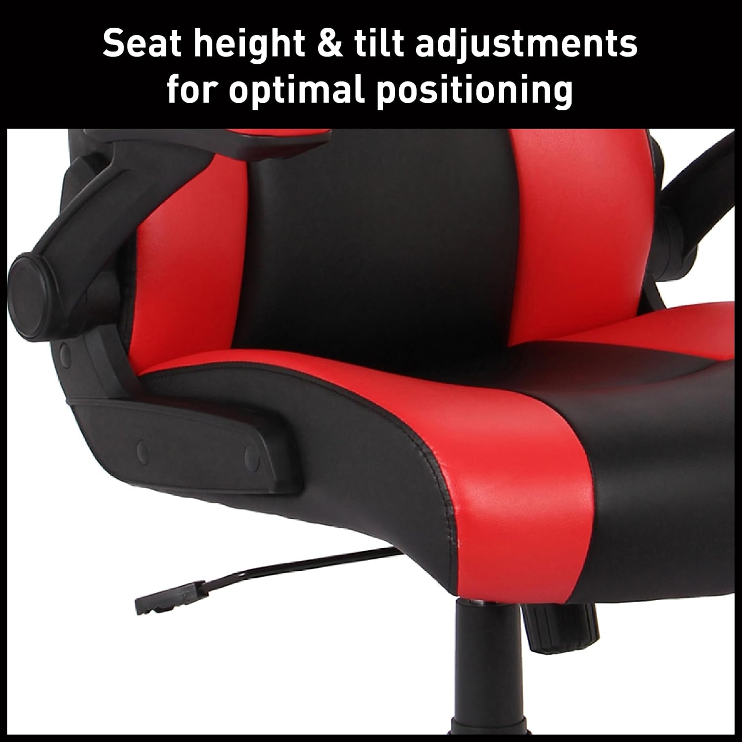 Realspace RS Gaming™ RGX Faux Leather High-Back Gaming Office Chair, Black/Red, BIFMA Compliant