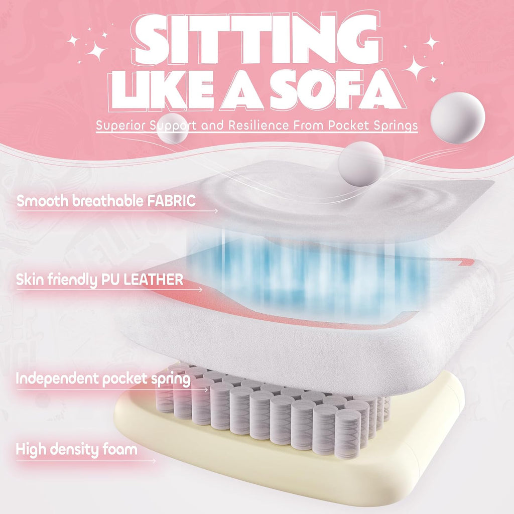 Pink Gaming Chair Cute with Cat Ears Paw Lumbar and Cushion,Ergonomic Computer Chair with Footrest,Reclining PC Game Chair for Girl Computer Chair 300lbs for Adult