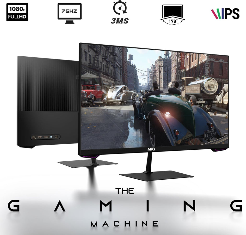 TechMagnet HP G4 Desktop Computer PC AMD Pro A10-9700 R7,8GB RAM,256GB SSD,27-inch Monitor,RGB Speaker,RGB Keyboard with AI-Enabled Copilot Key,Mouse,2X ARGB Fan WiFi,Win 11 Pro (Renewed)