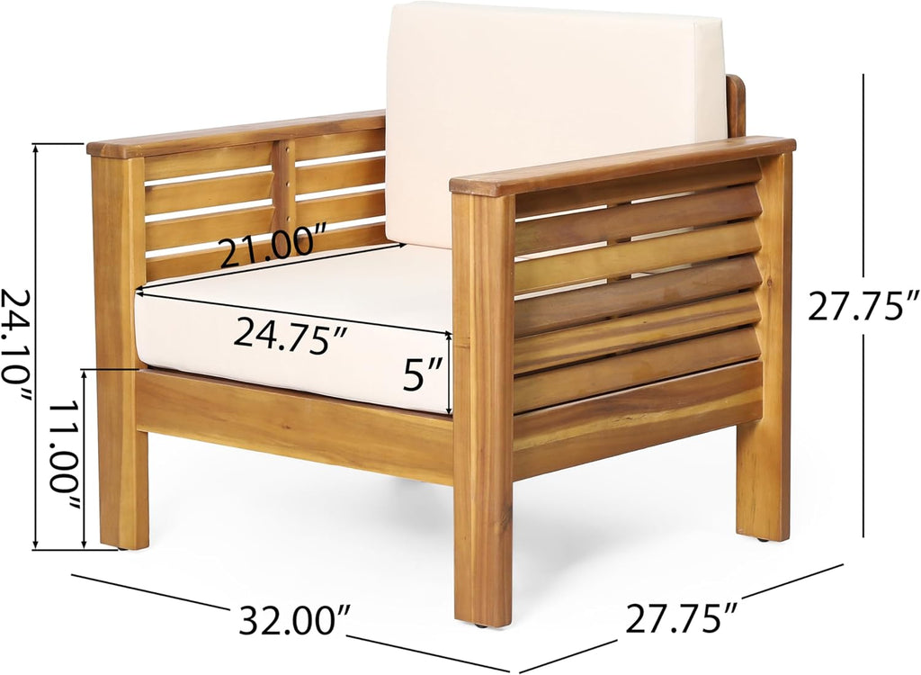 Merax 2 Pcs Outdoor Acacia Wood Club Chairs Patio Conversation Set with Cushions for Backyard