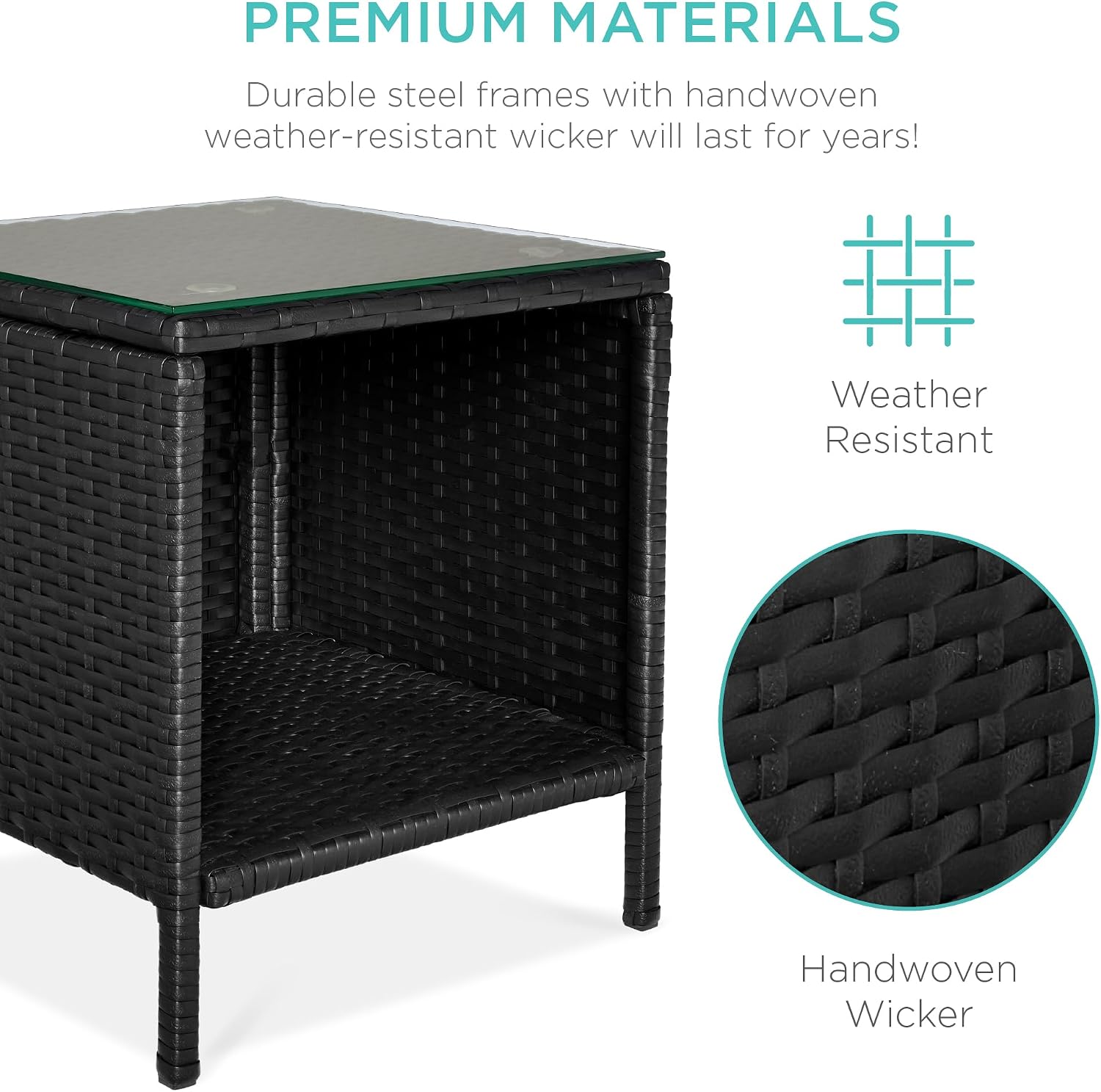 Best Choice Products 3-Piece Outdoor Wicker Conversation Bistro Set, Space Saving Patio Furniture for Garden w/Side Table - Black/Deep Burgundy