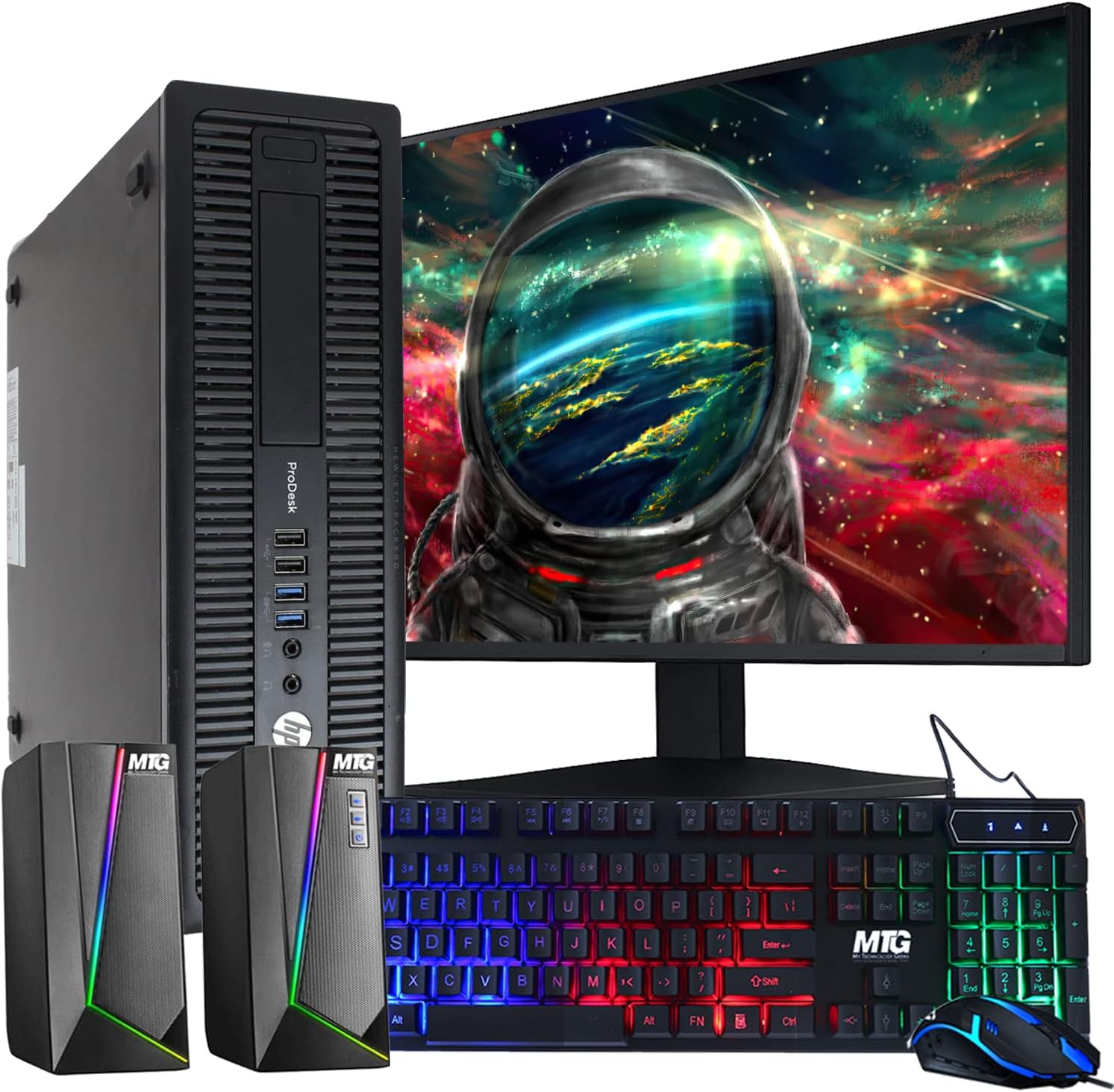 HP Elite 800G1 Desktop Computer PC, Intel Core i5 4th Gen Processor, 16GB RAM, 2TB HDD, MTG New 22 inch Monitor, RGB Speaker and Keyboard Mouse, WiFi Windows 11 64-Bit (Renewed)